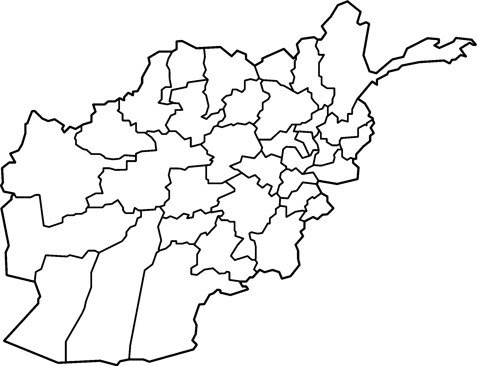 Provincial outline map of Afghanistan